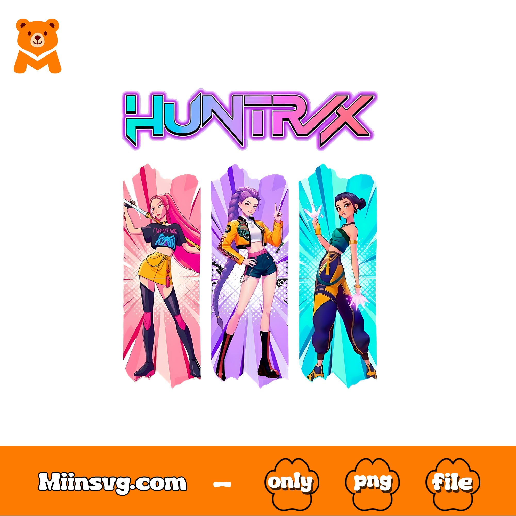 Action standee trio color bust png