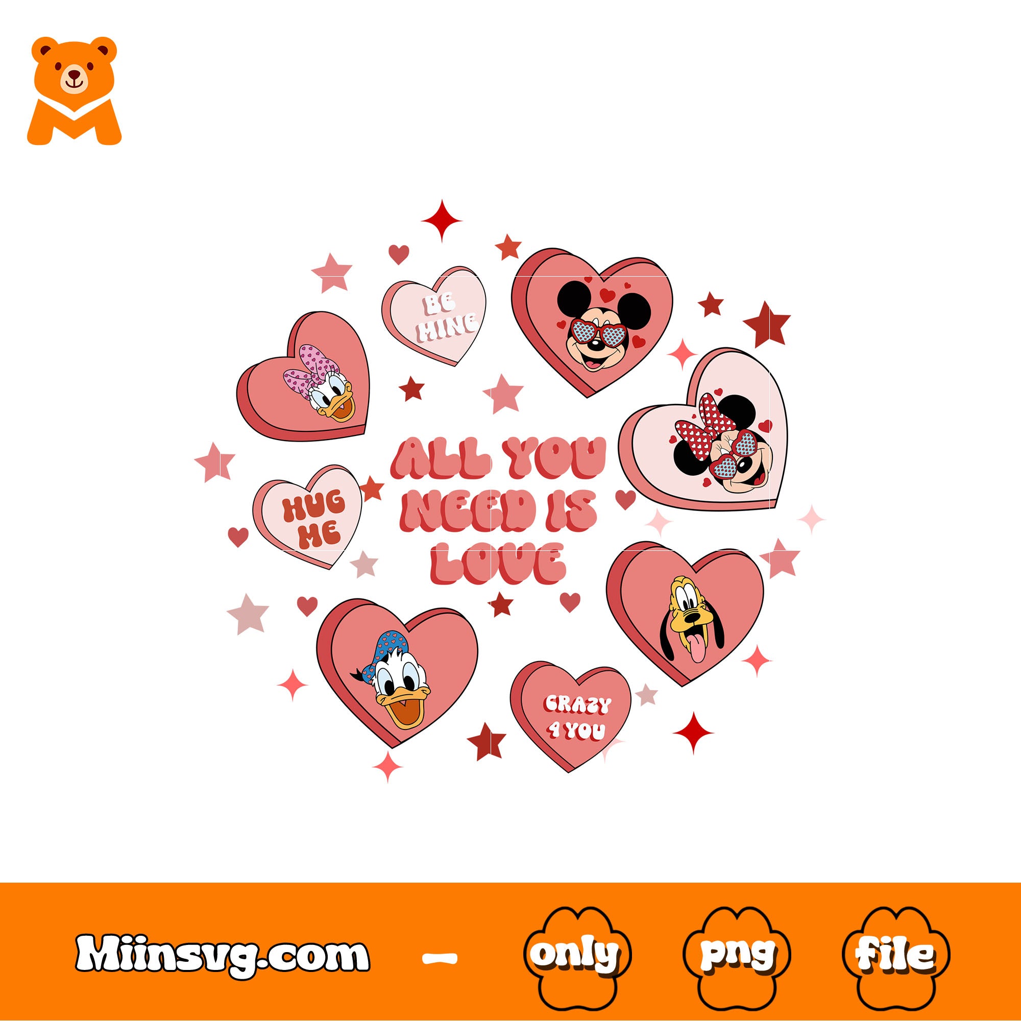 All you need is love png, mickey and friends​ png, valentine png