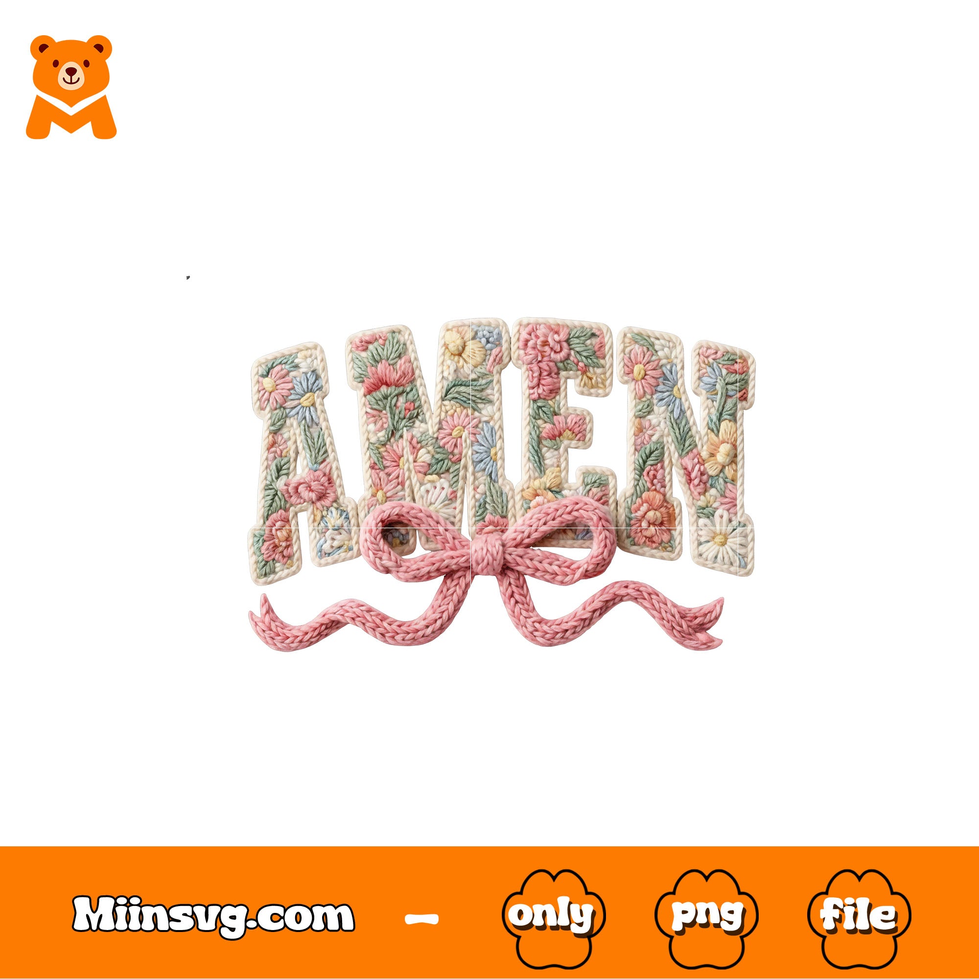 Amen faux yarn crochet png