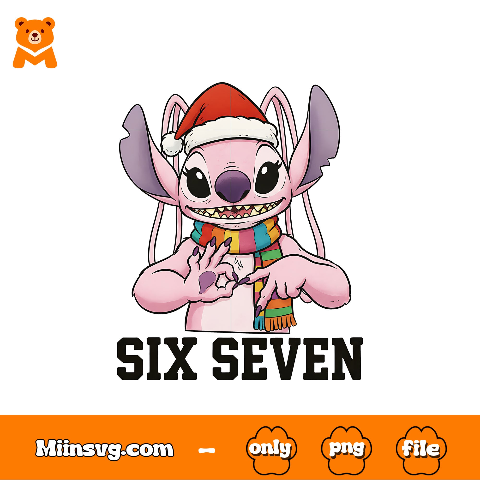 Angel hand six seven christmas png, angel stitch disney png