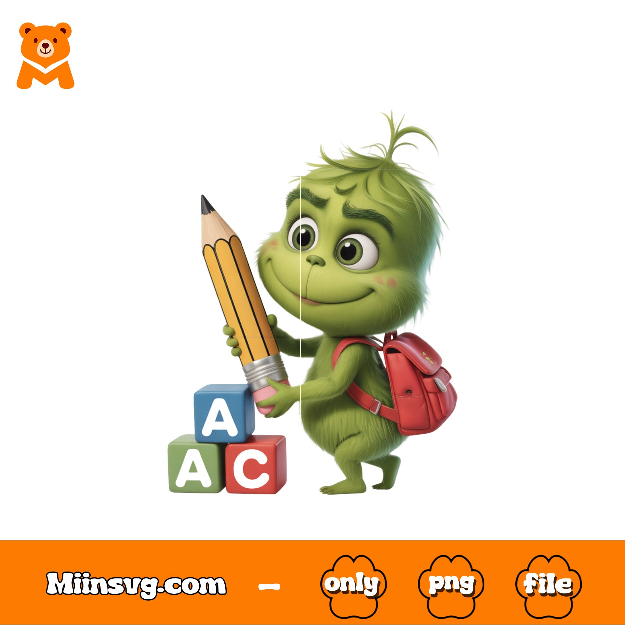 Baby grinch go to school xmas png, merry christmas funny png