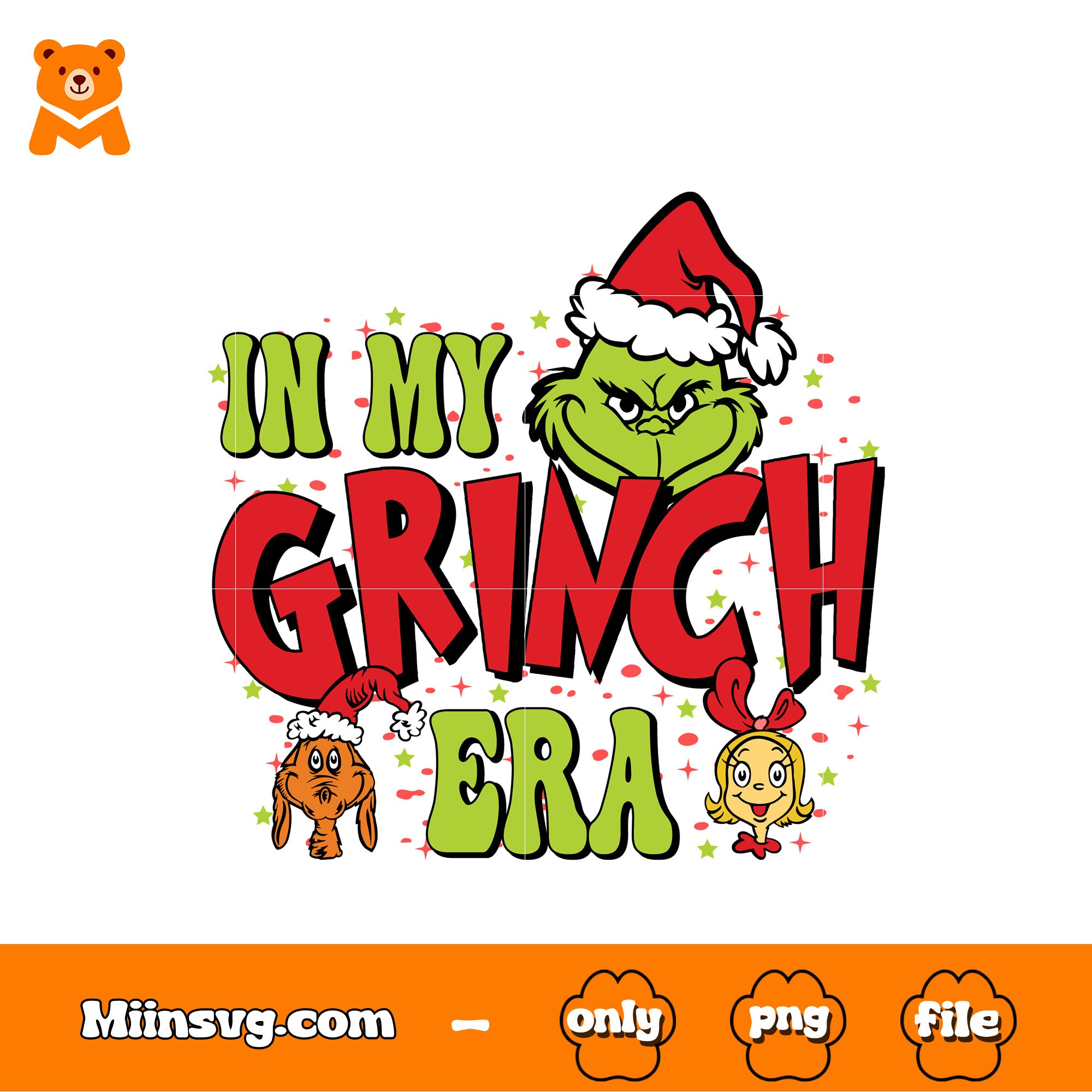 Christmas in my grinch era design png, the grinch cartoon​ png