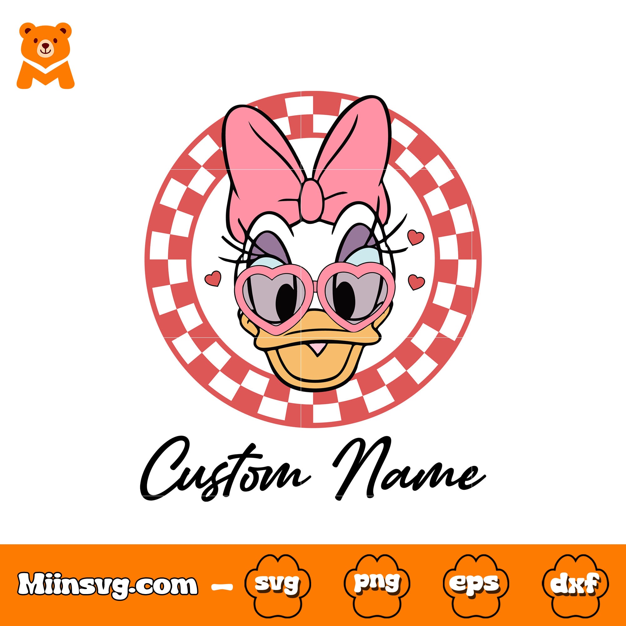 Daisy head custom name svg, daisy duck head svg, daisy valentine svg