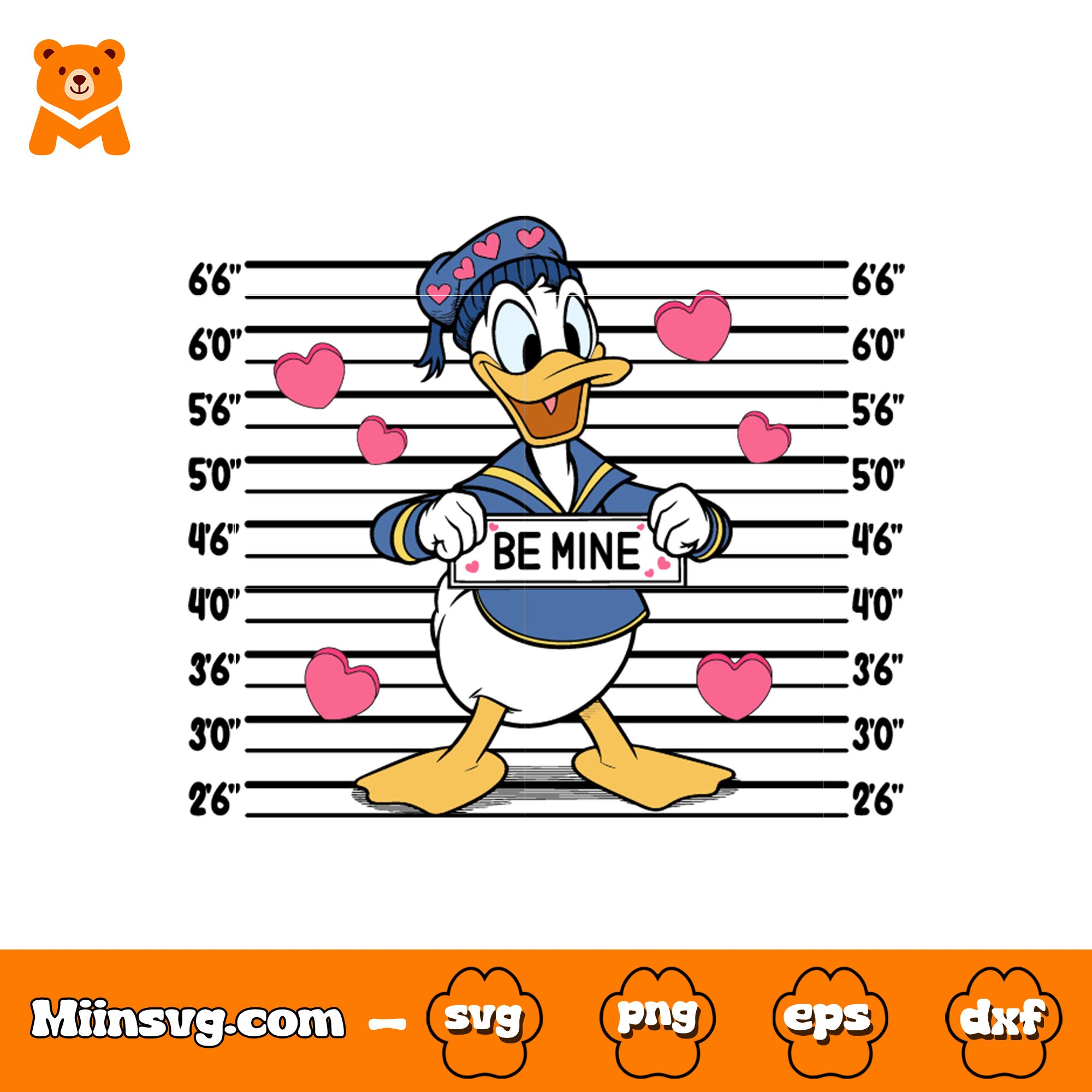 Donald duck be mine svg, donald valentine​ svg, valentines day svg