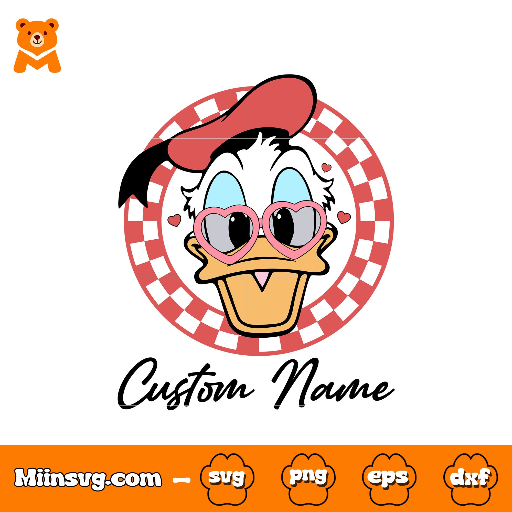 Donald duck head custom name svg, donald duck head svg, valentine svg
