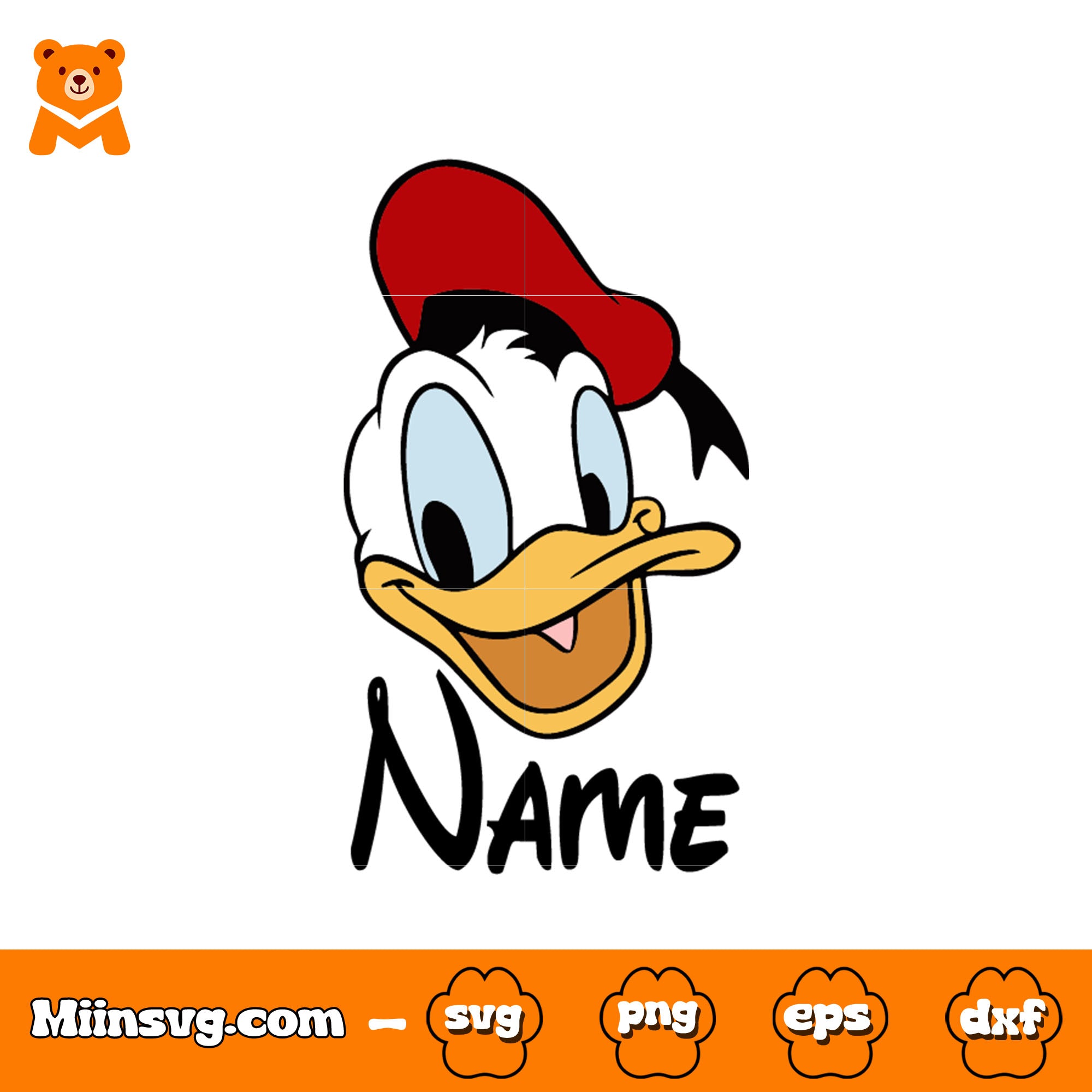 Donald head name svg, donald duck head​ svg, donald valentine svg