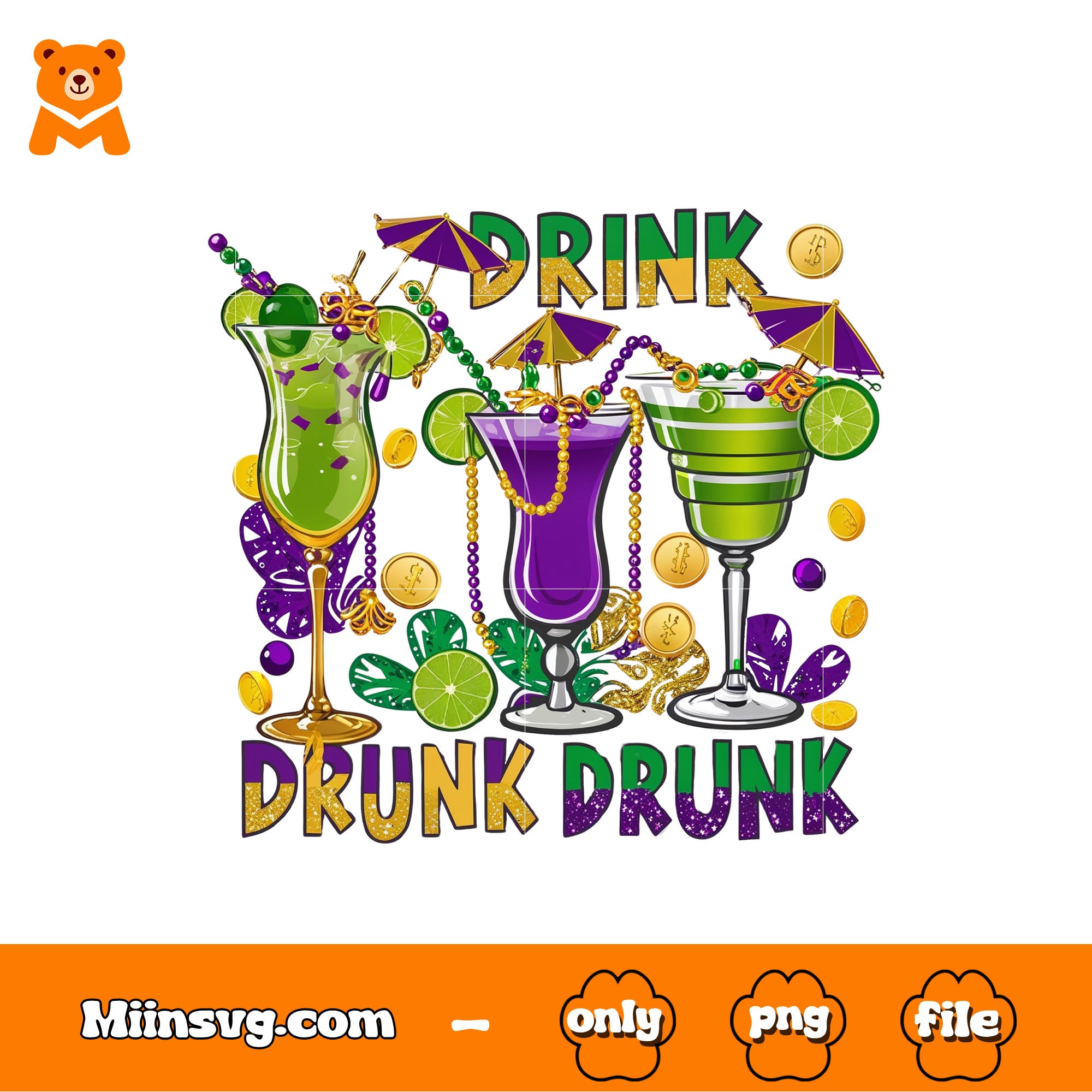 Drink drunk dunk png, cocktail drink png, Mardi gras png