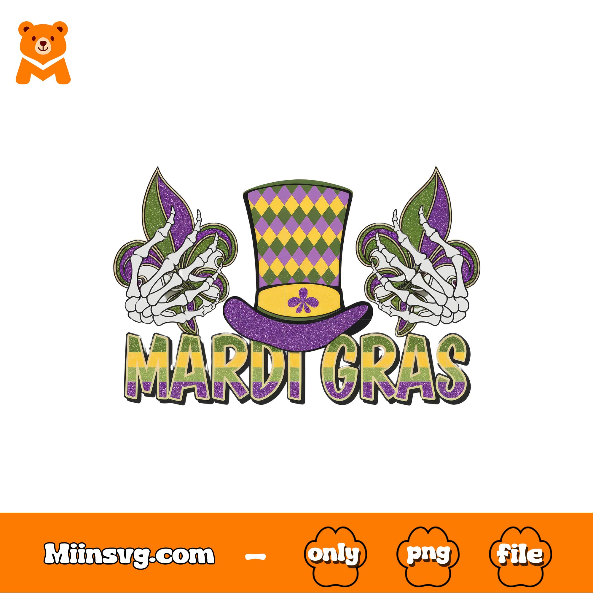 Fleur De Lis designs png, skeleton hand png, Mardi Gras png