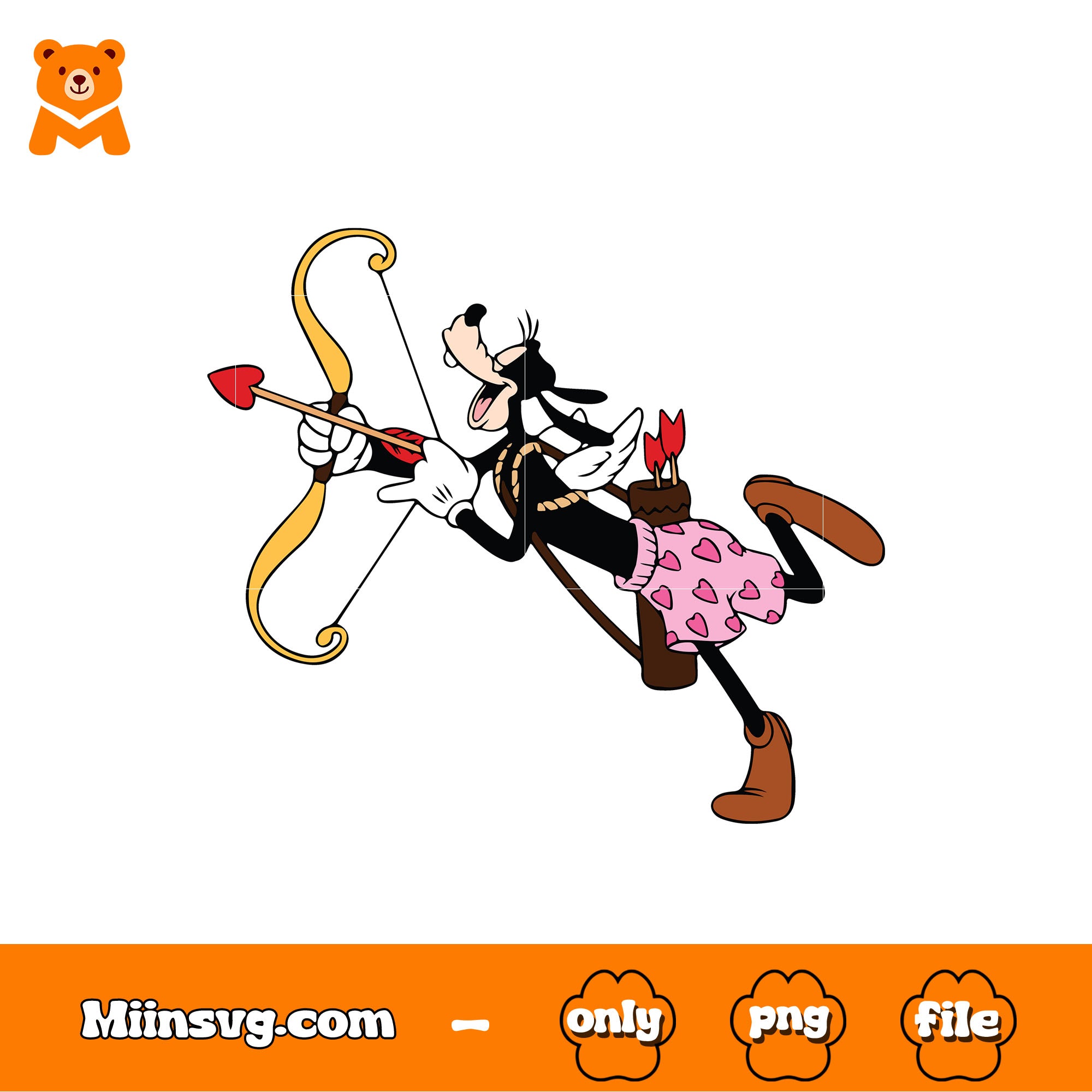 Goofy dog archery of love png, valentines day png, disney goofy png