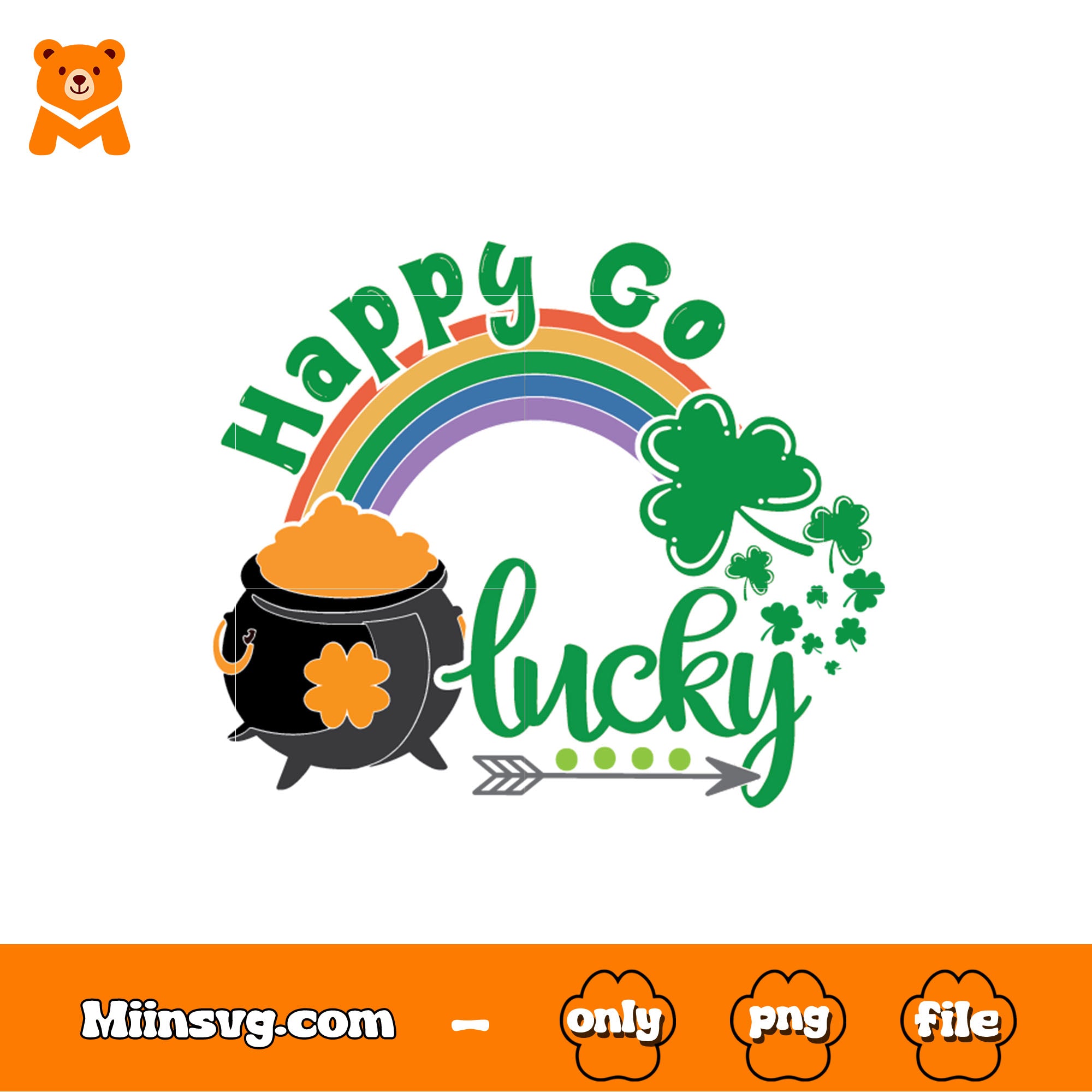 Happy go lucky rainbow​ designs png, st patrick's day png
