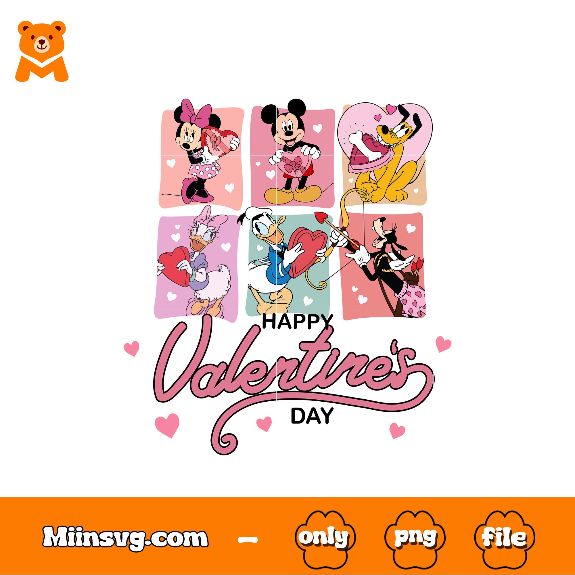 Happy valentines day disney png, mickey and friends​ png