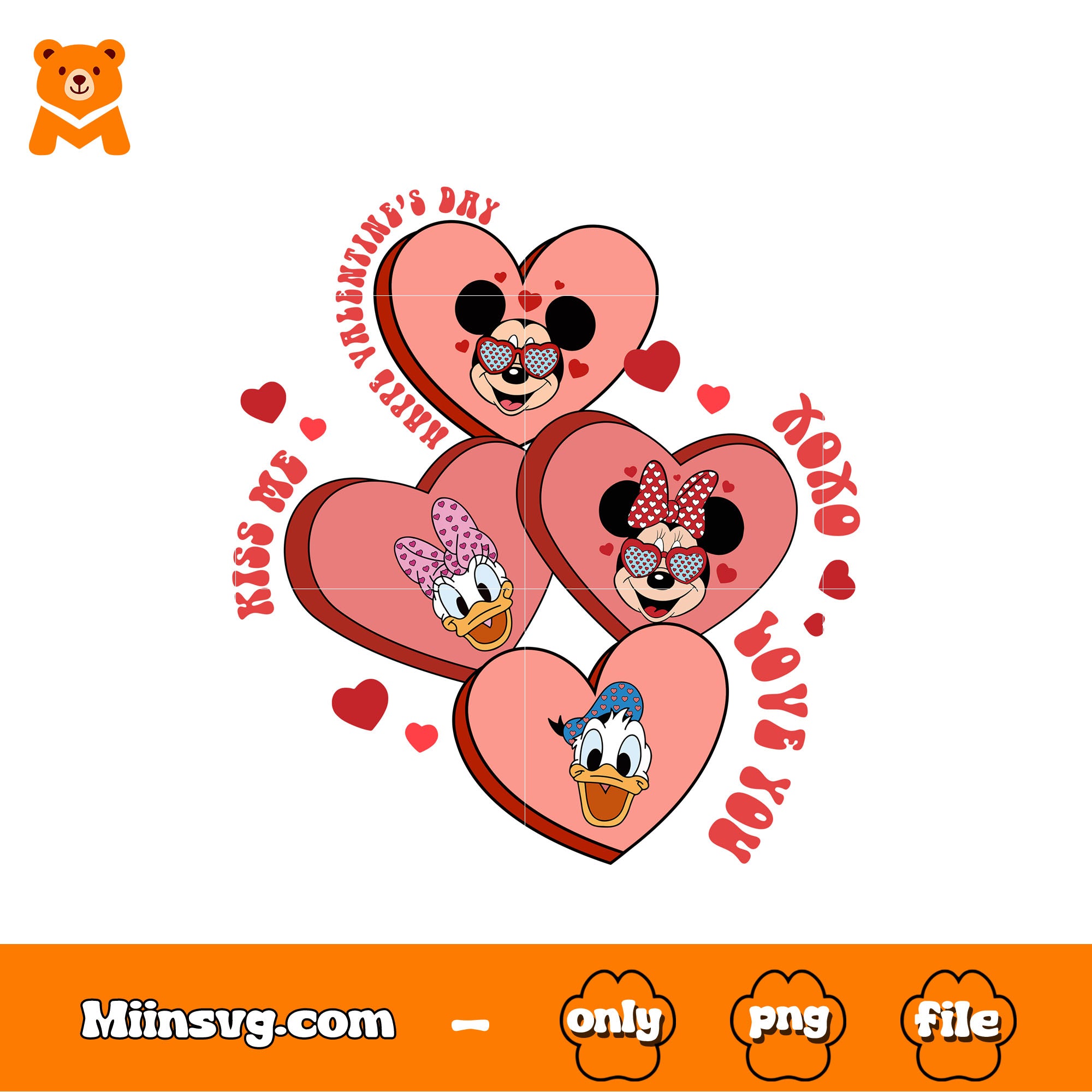 Happy valentines day kiss me png, love you​ png, xoxo disney png