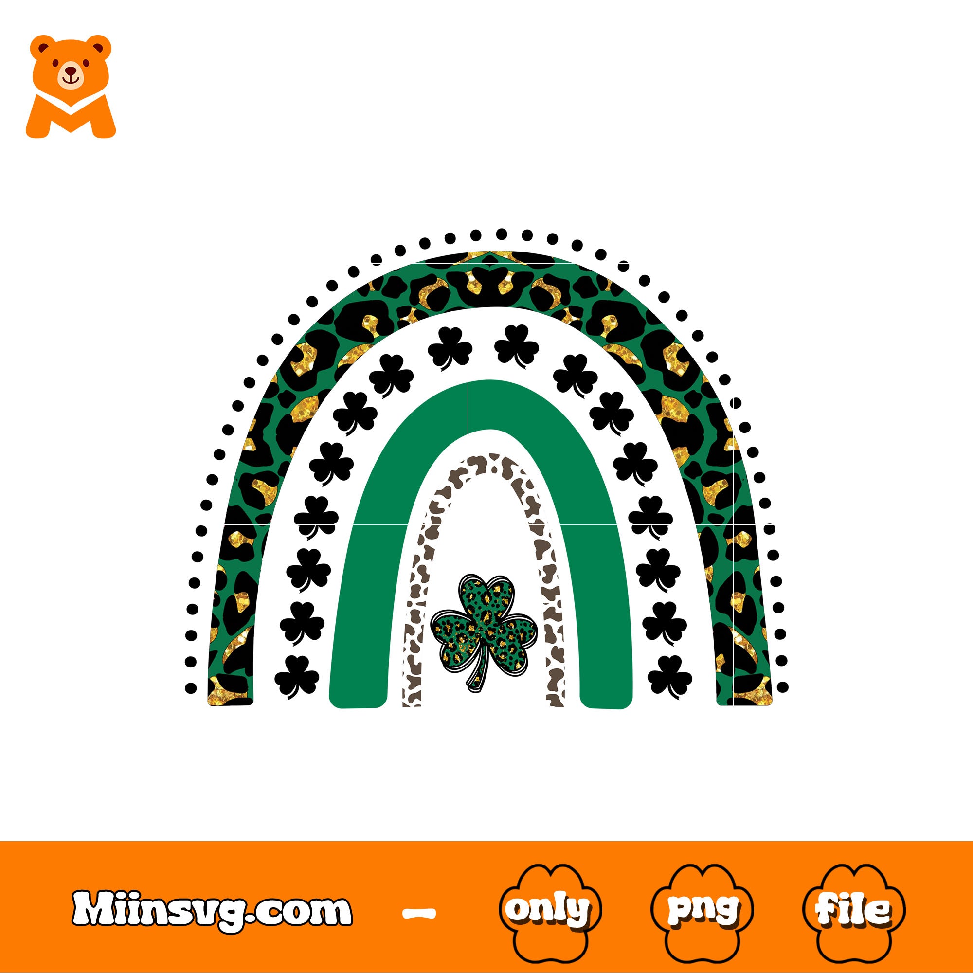 Leopard rainbow shamrock png, happy st patrick's day png