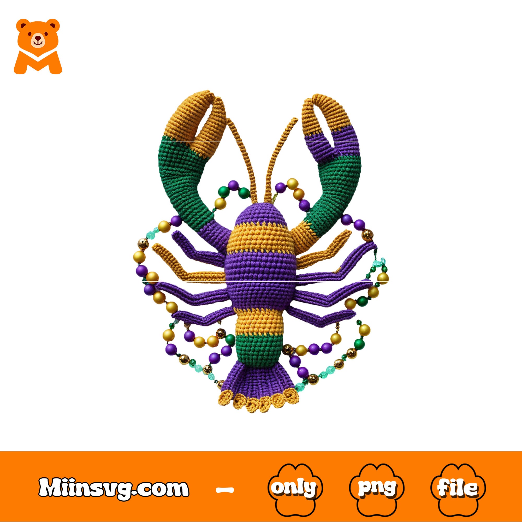 Louisiana Crawfish png, Crawfish faux yarn png, mardi gras png
