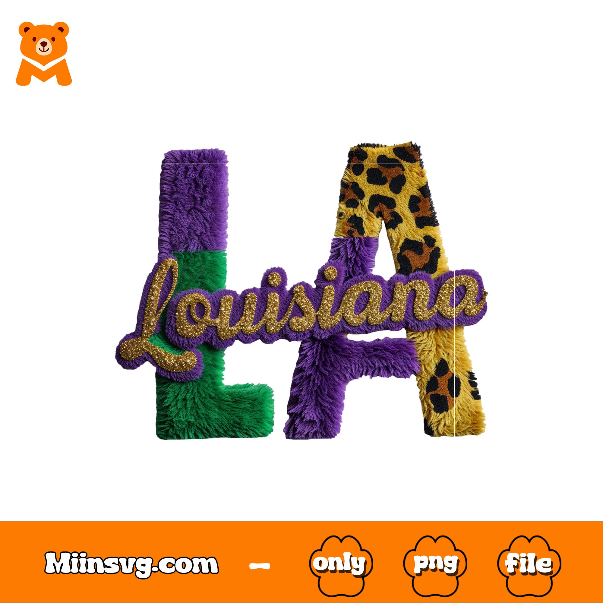 Louisiana Mardi Gras png, abbreviations Louisiana png, iridescent letters