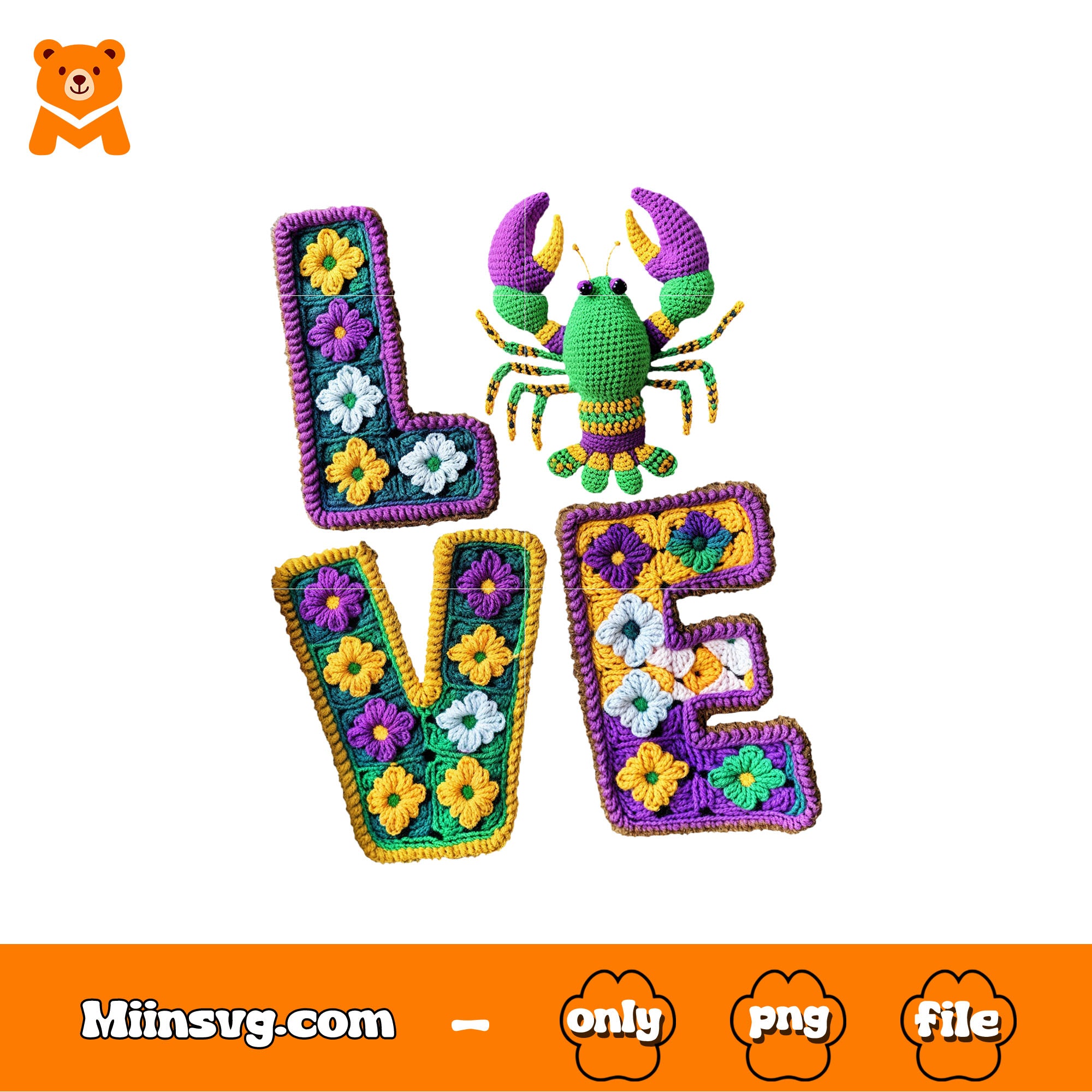 Love Mardi Gras png, Fat Tuesday png, Crawfish and vibrant flowers png