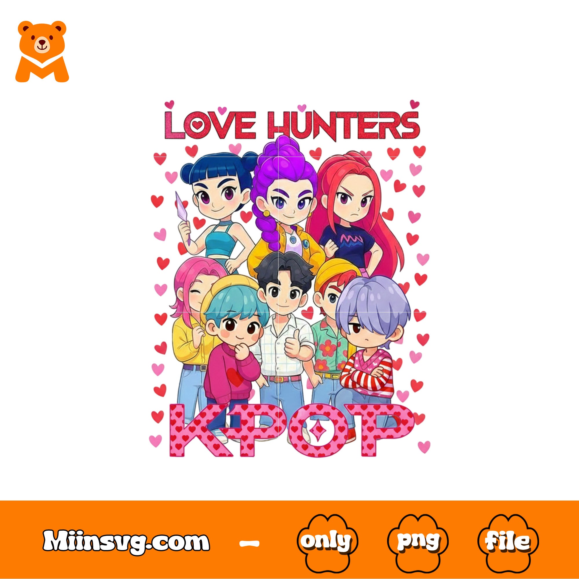 Love hunters kpop cute cartoon version png