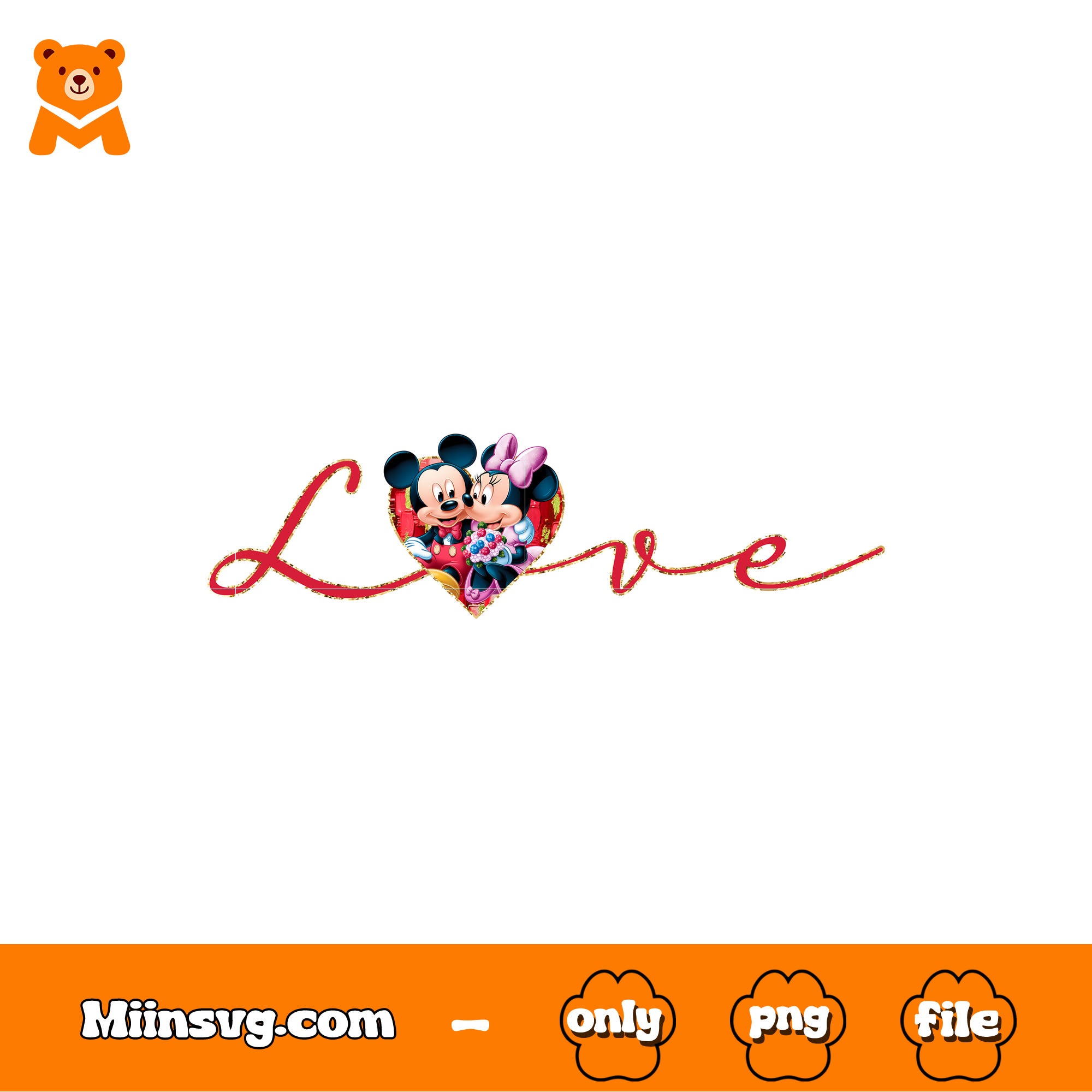 Love mickey couple valentine png, mickey couple disney png