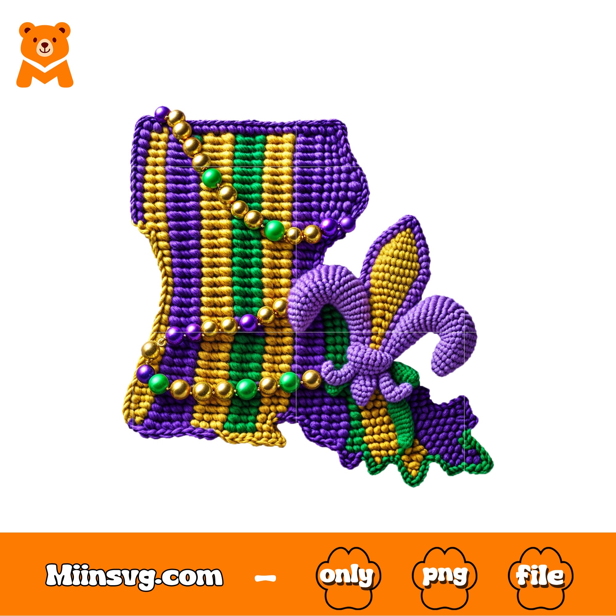 Mardi Gras Louisiana png, fleur de lis and Louisiana png, faux yarn png