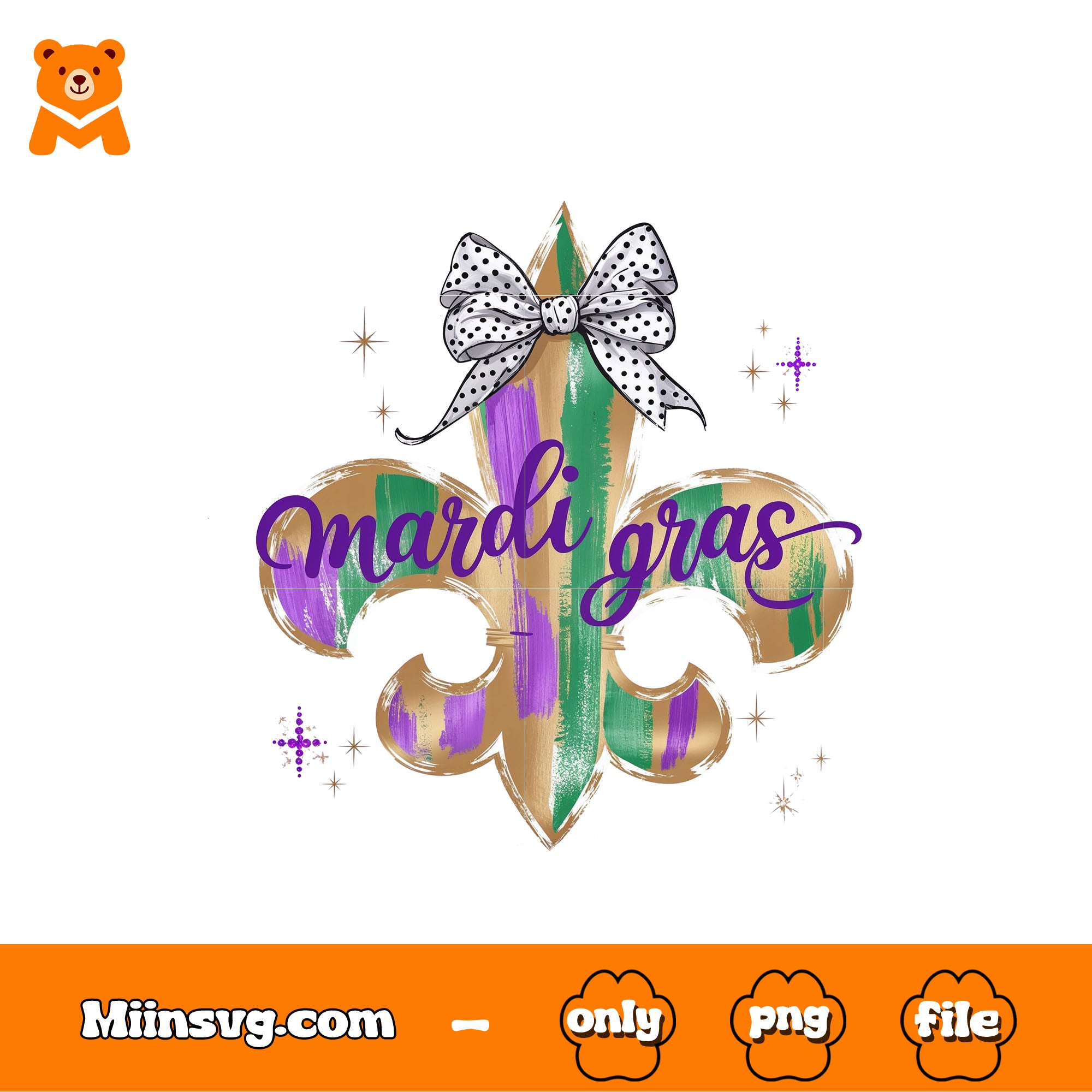 Mardi Gras fleur de lis png, polka dot bow png, Brushstroke Png