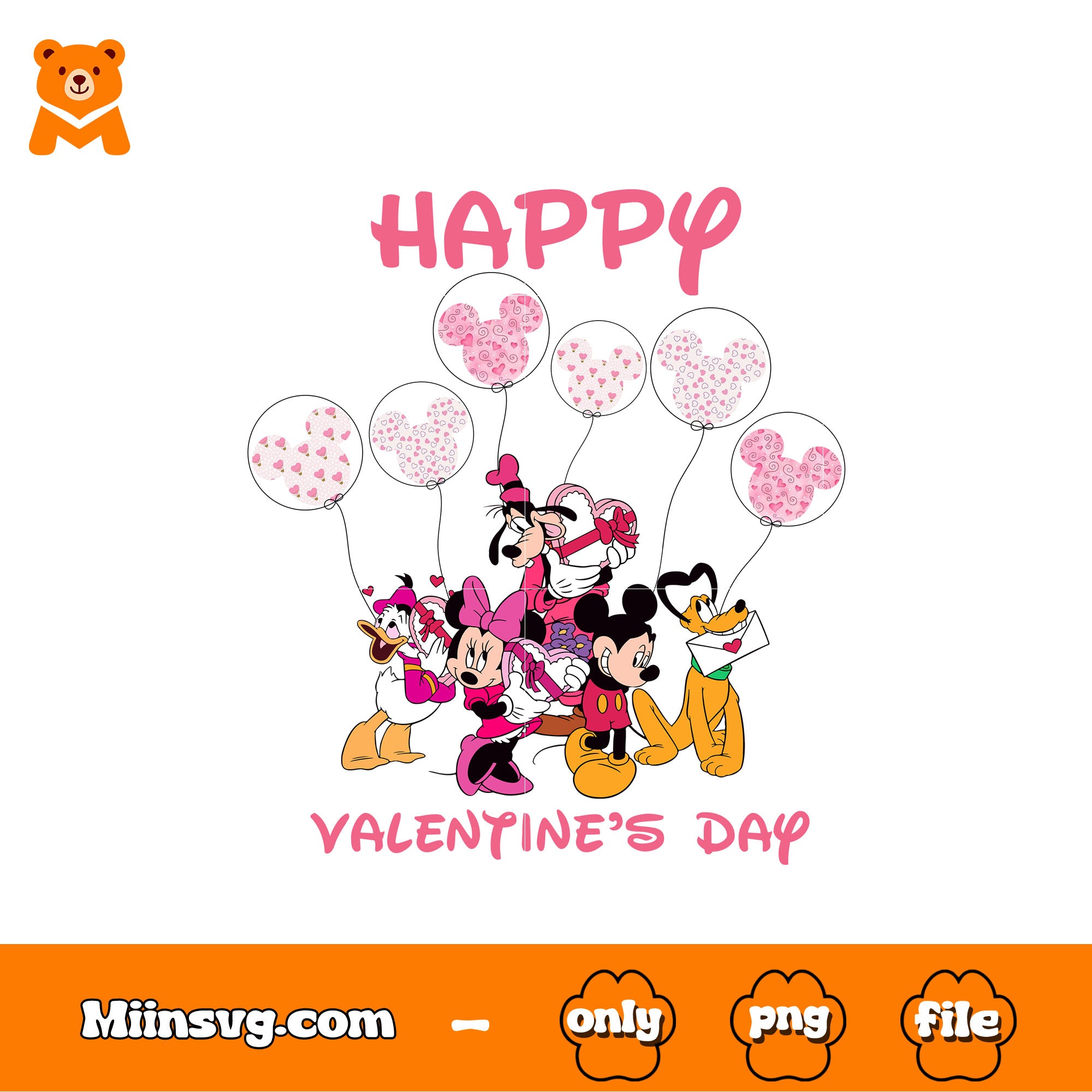 Mickey and friends​ png, happy valentine's day png, disney png