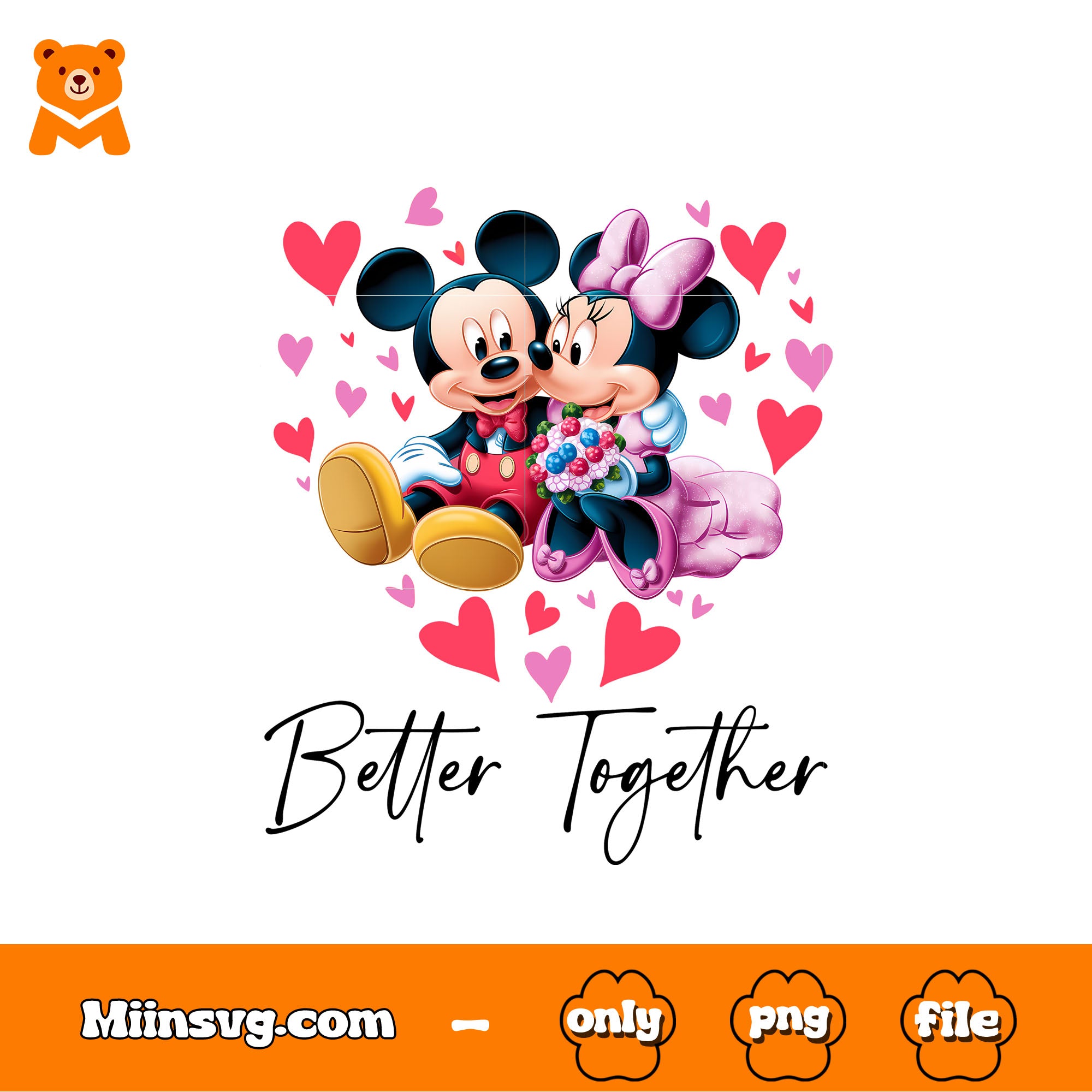 Mickey couple better together png, valentine romantic love png