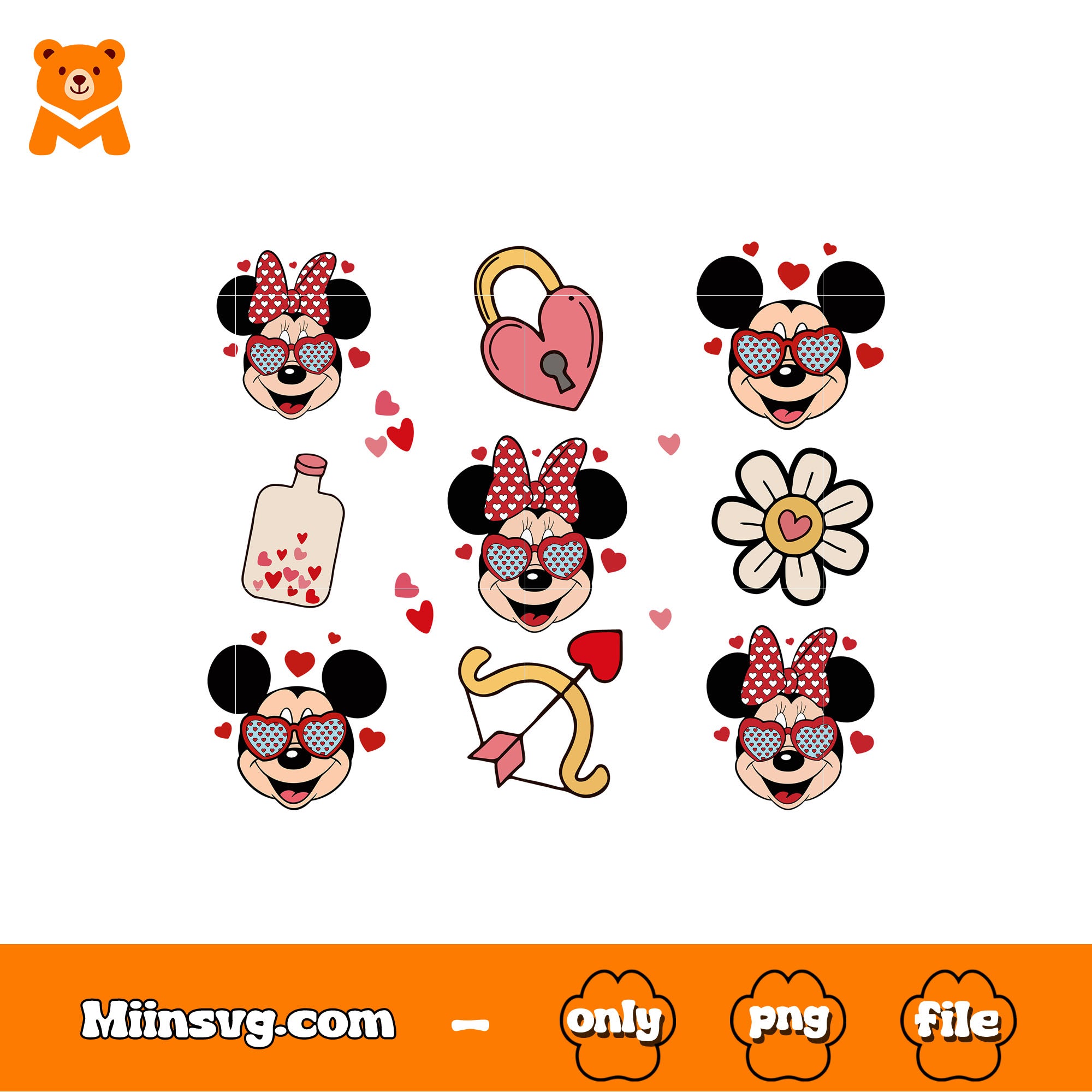 Mickey couple love valentine png, disney valentine​ png