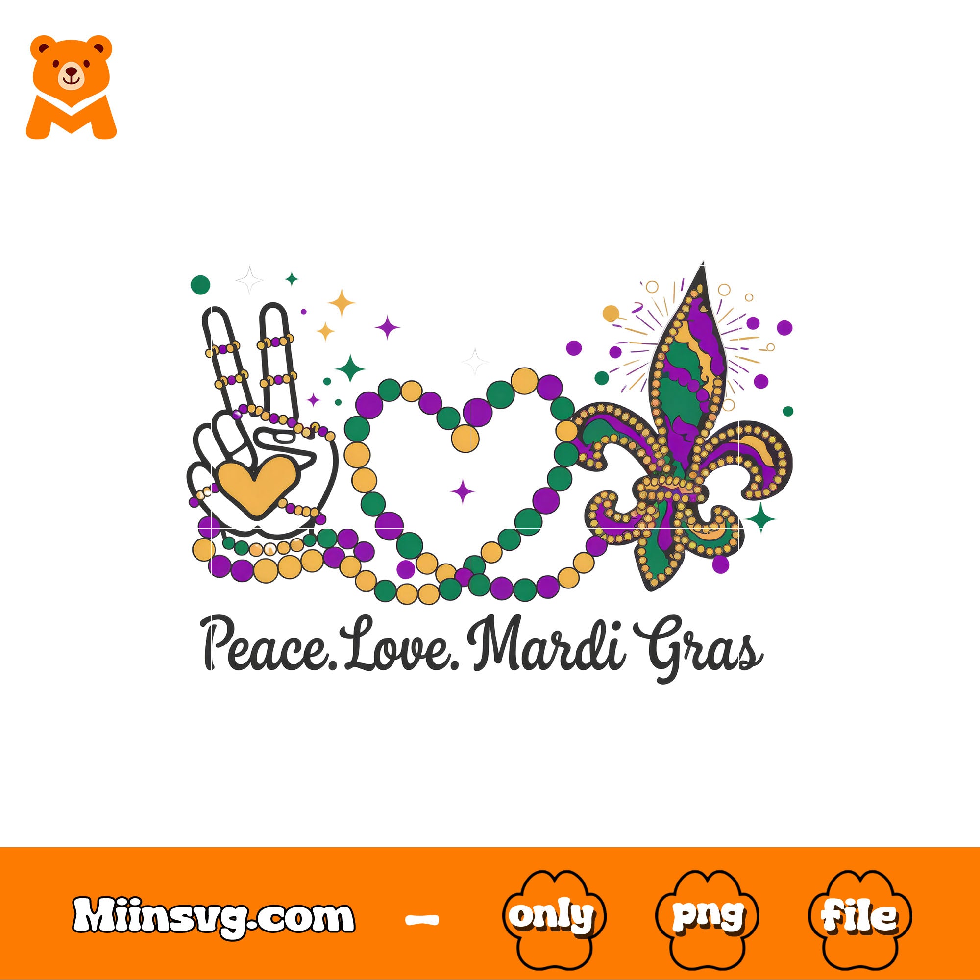 peace love Mardi Gras png, magnificent festival png, Mardi Gras png